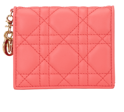 Christian Dior Mini Lady Dior Gardenia Wallet, &pound;250, Accessories, Orange/Red, Lambskin Leather, Front view
